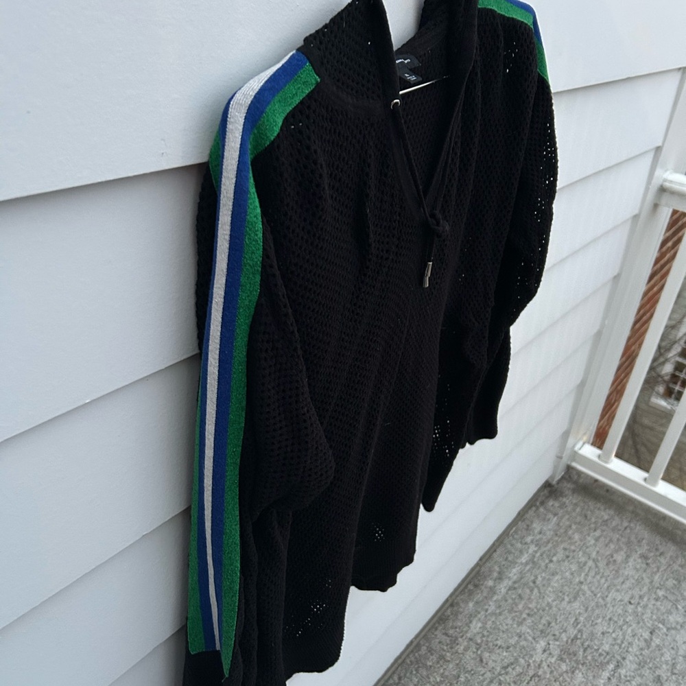 INC International Concepts Black Mesh sweater